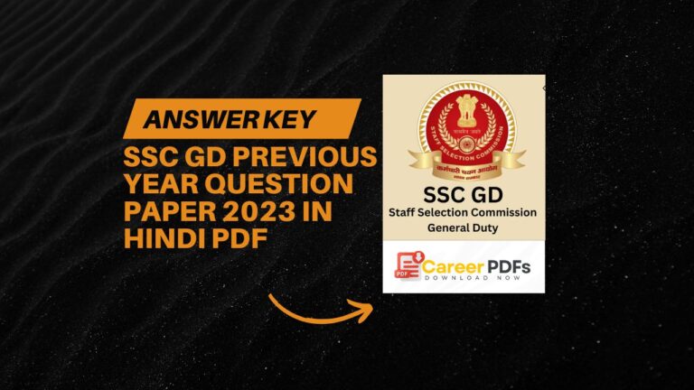 SSC GD Previous Year Question Paper 2023 in Hindi PDF